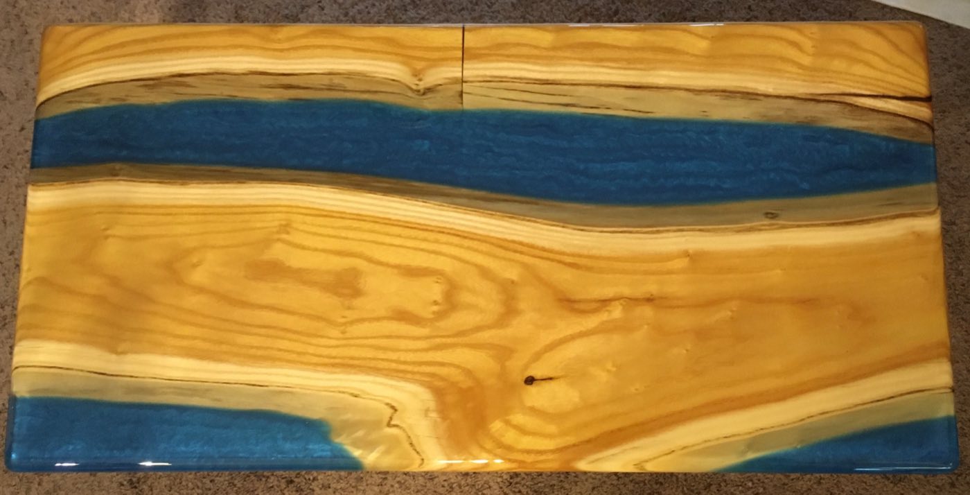 Mulberry, 32x18, Blue river, Clear epoxy finish