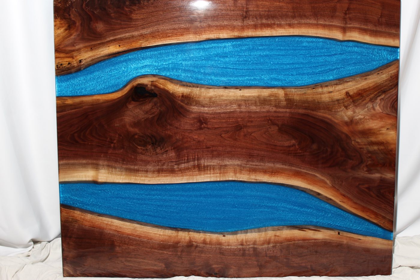 Black Walnut, 48x40, Blue river, Clear epoxy finish